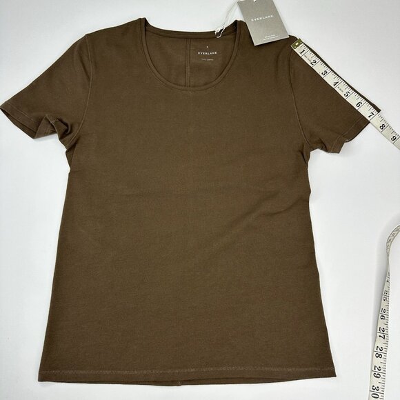 Everlane Women's NWT Cocoa Brown The Supima Stretch Crew Neck Tee  S/C28.75 - Picture 11 of 12